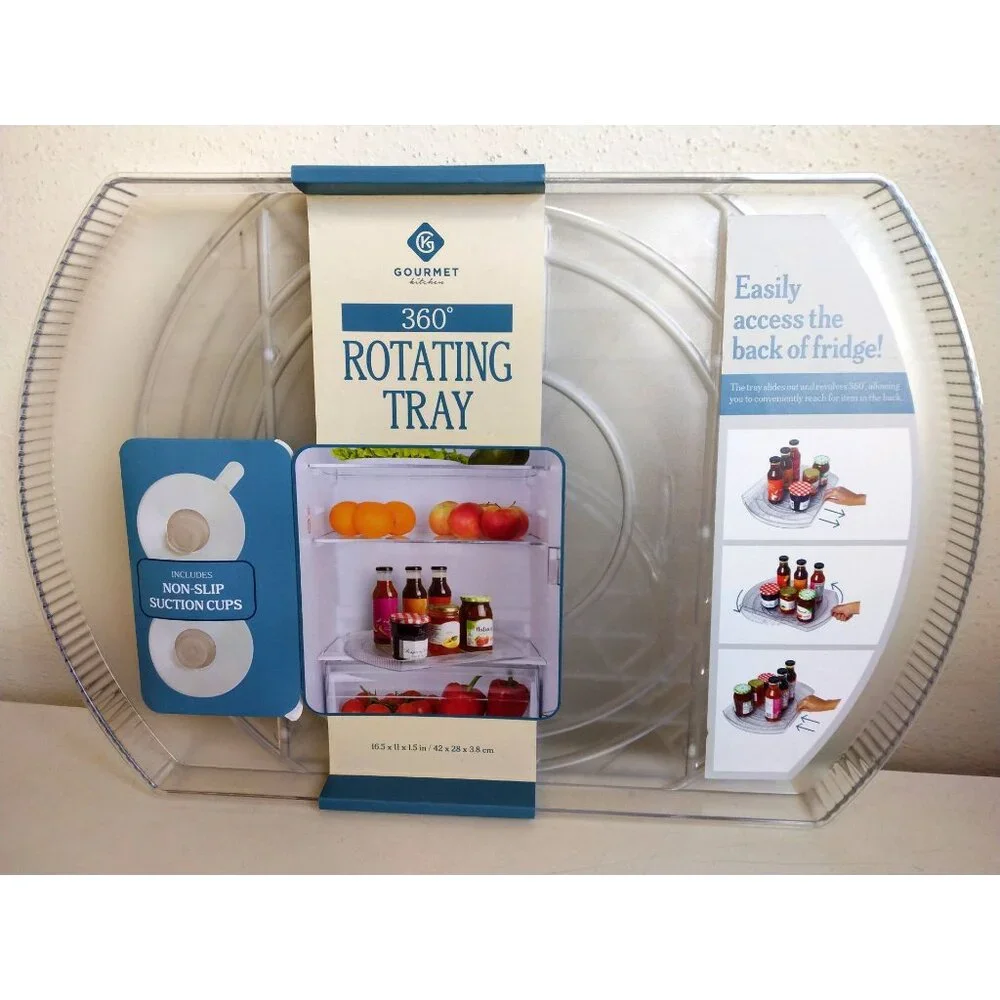 360 Rotating Fridge Tray Organizer, Refrigerator Lazy Susan